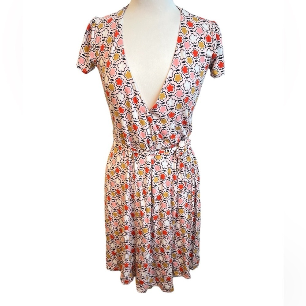 Boden Cap Sleeve Floral Wrap Dress - 4